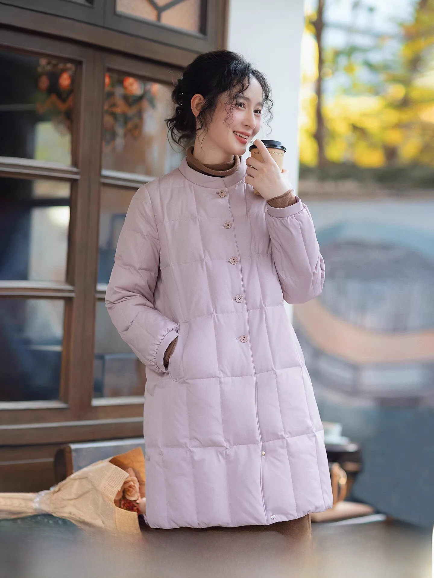 

Pink Du down Jaet Women's Mid-Length 2025 Winter New Sle Ele Winter Outerwear Top Casual Fit 90% down Coat