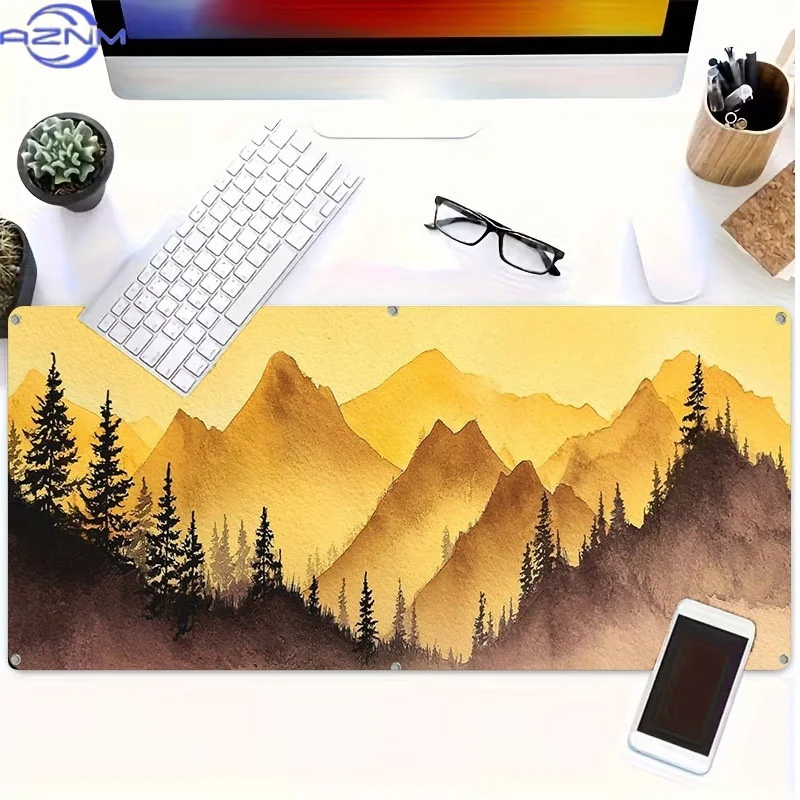 Mountain Tree Silhouette Mouse Pad, Rubber Material, Multiple Specifications Available, Ideal for Programmers & Gamers, Perfect