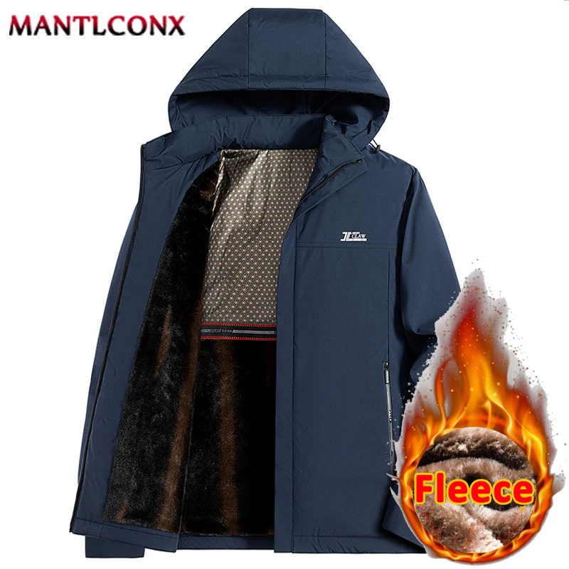 Fleece Lining Hooded Men\'s Winter Jackets Thick Warm Winter Parka Men Windbreak Hiking Jackets Outdoor Removable Hooded Coats