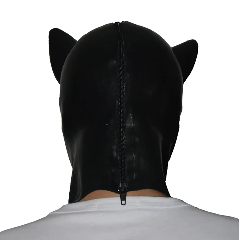 Latex Mask fetish Wolf Cos Play as a hood with back zipper  Costumes animal hoods sexy caps