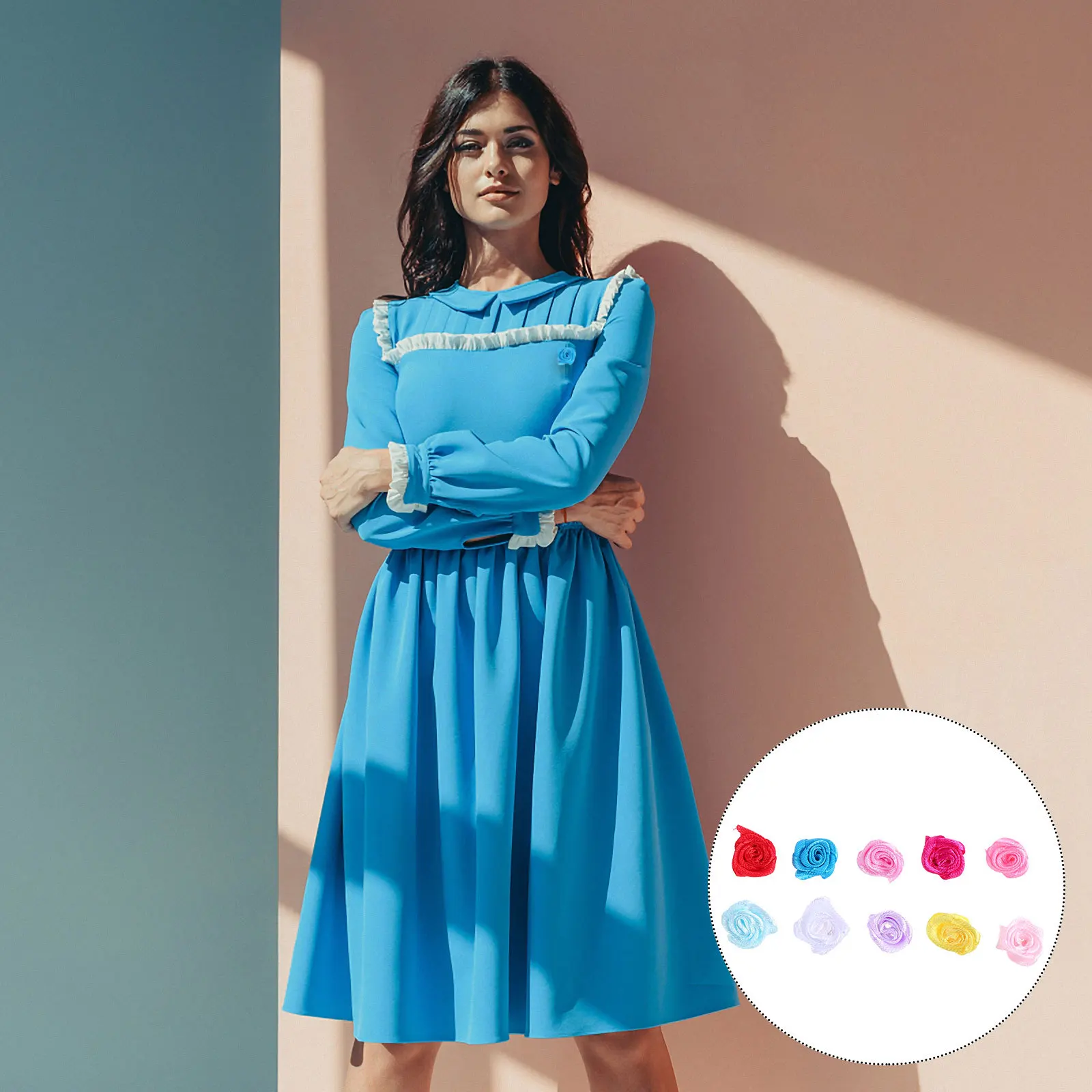 

250Pcs Handmade Ribbon Flowers DIY Decoration Supply for Skirts Jeans Stage Clothing Arts Crafts Project Mixed Colors