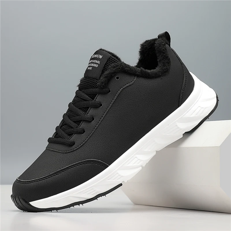 

Men Sports Shoes Warm Comfort Leather Winter Cotton Shoes Anti Slip Rebound Flat Casual Lightweight Sneakers for Men