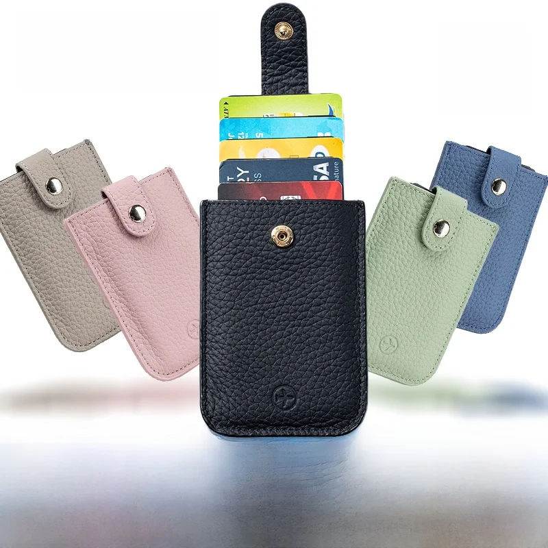 vanlemn-rfid-ブロッキングスリムウォレット本革カードホルダー男性と女性用ハイエンド超薄型サイズレザーポーチ