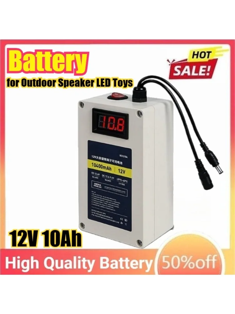 12V 10Ah 10400mAh DC1210A Batterij voor LED Speelgoed Opblaasbare Kleding Outdoor Speaker met US Charger Batterij - afbeelding 2