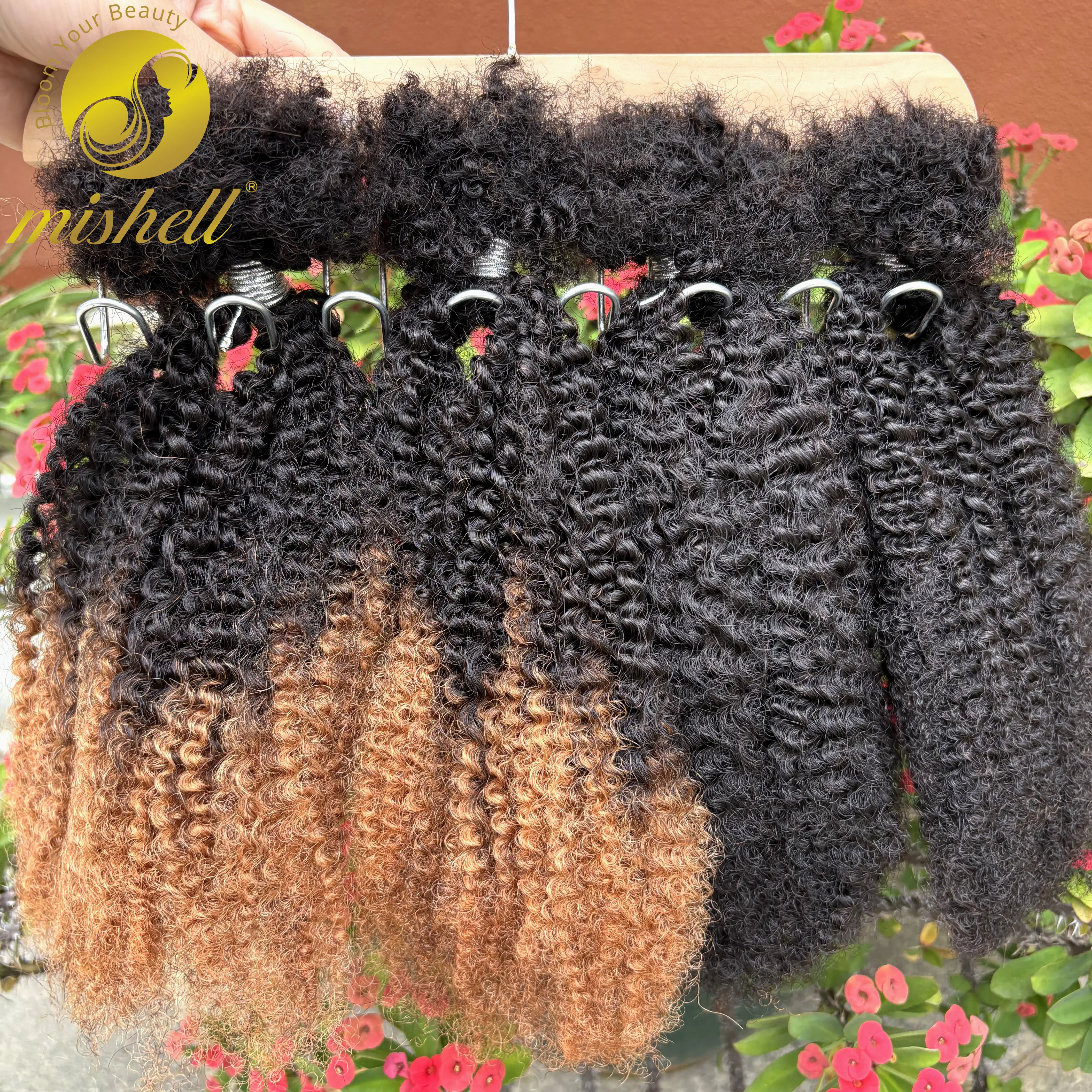 الملونة 30 جرام/الحزمة 16 بوصة 4C الأفرو غريب مجعد الشعر البشري السائبة تمديد لا لحمة ل مايكرو Locs/التقلبات/الضفائر/إصلاح Locs #1