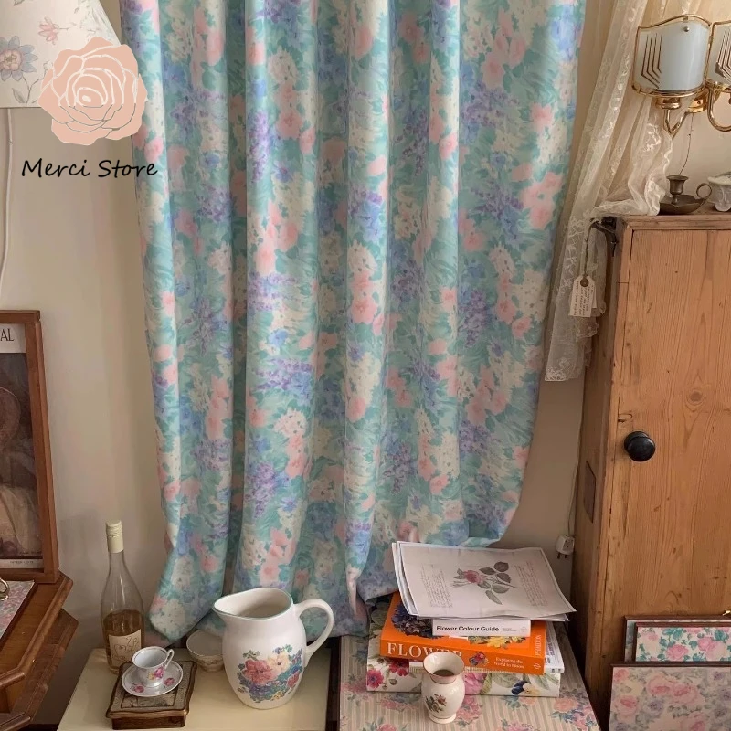 

Niche Retro Floral Curtains for Living Room Pastoral Printed Blackout Bedroom Sunshade Thermal Insulated Custom Size