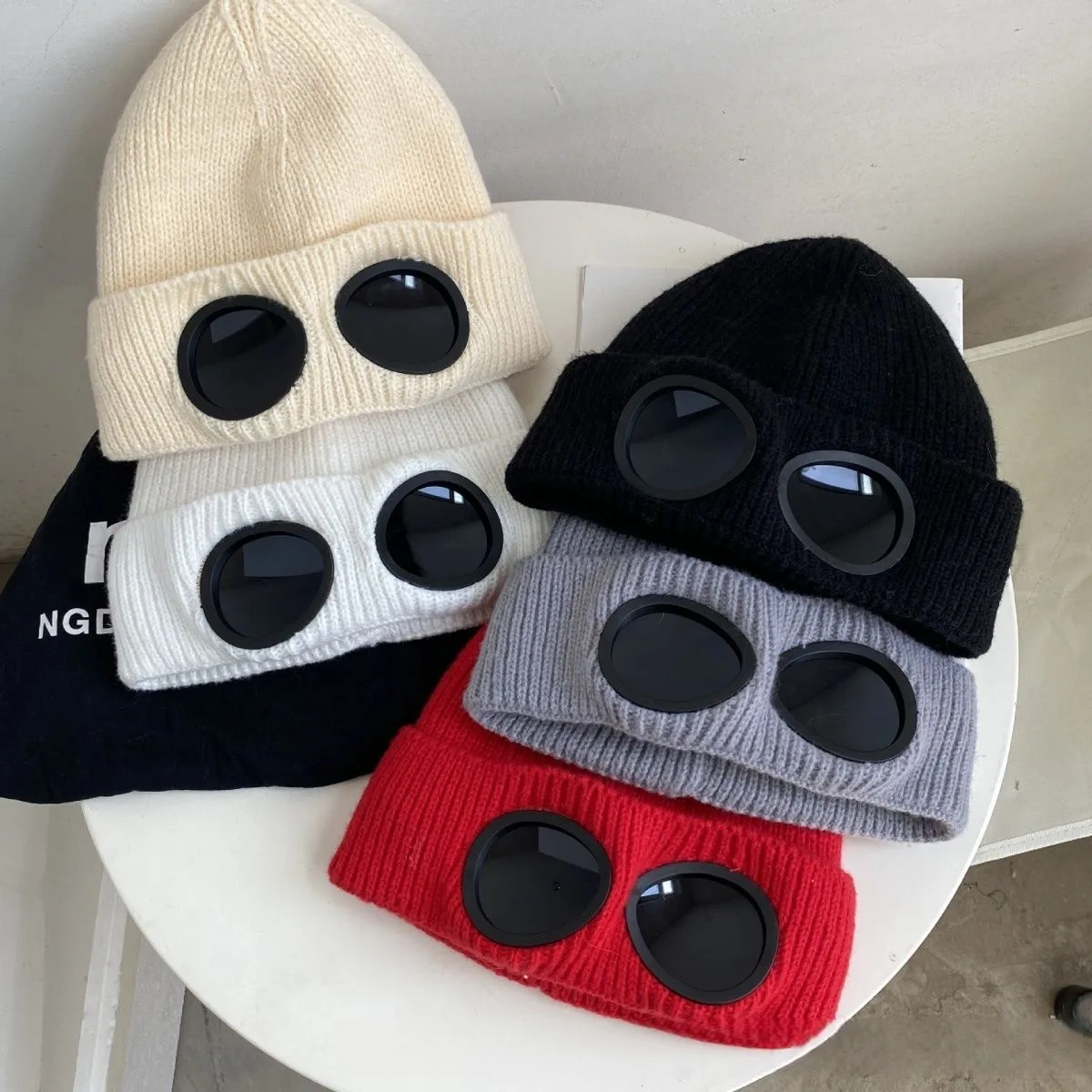 Boné de máscara de esqui tricotado para homens e mulheres, proteção ao ar livre, gorro esportivo, óculos, frio, inverno, quente, homens