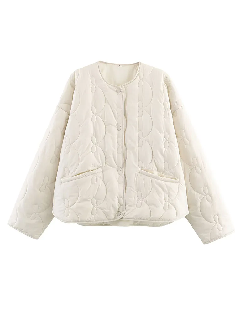 HH Donna Inverno Versatile Solido Maniche Lunghe Girocollo Fiocco Cappotto in Cotone Trapuntato Moda Femminile Streetwear Giacca in Cotone Casual