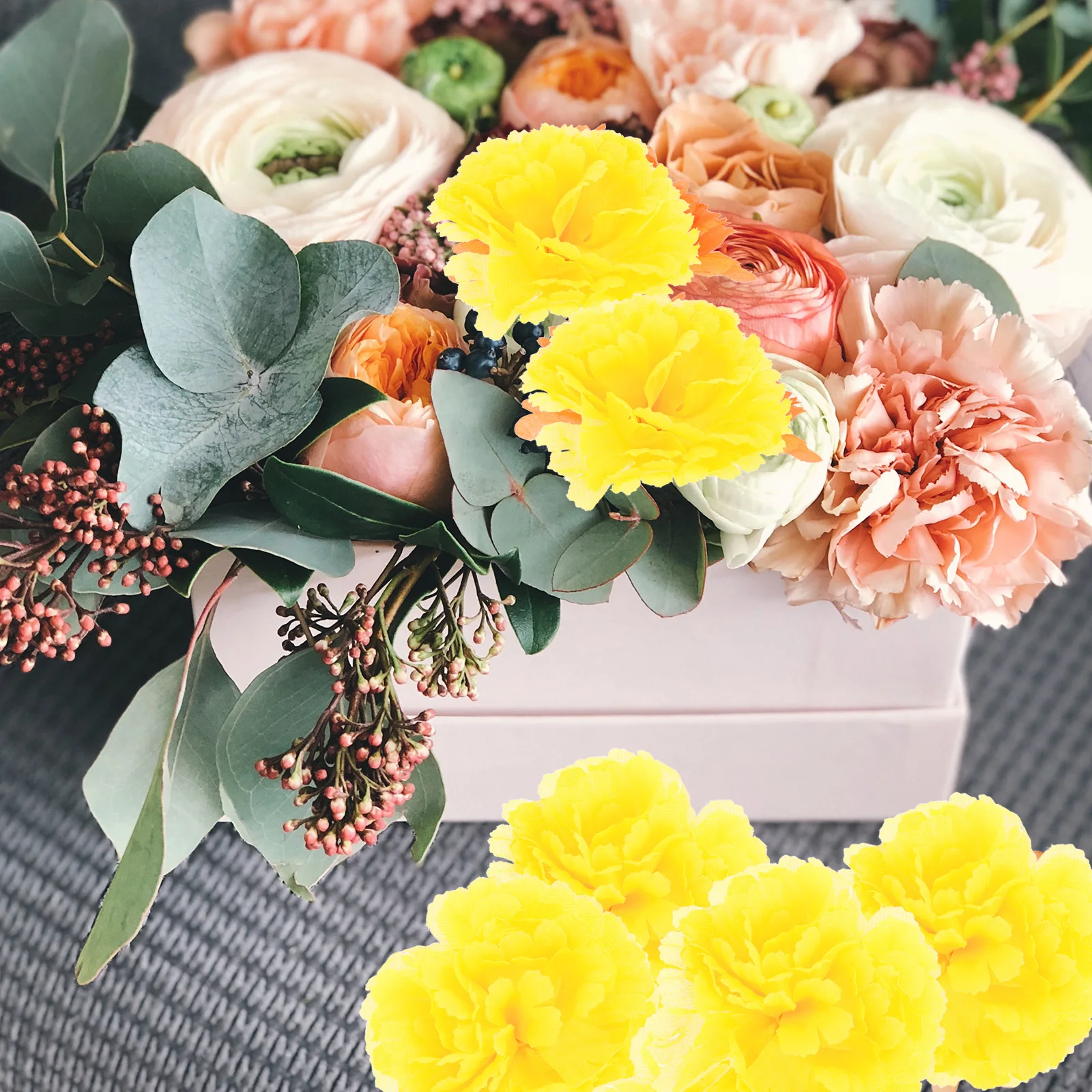 

50Pcs Marigold Flower Heads Artificial Simulation Floral DIY Wedding Diwali Decoration Garland Wreath Home Decor