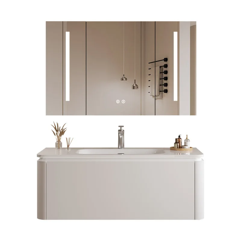 Mueble de baño de madera maciza de cerámica.