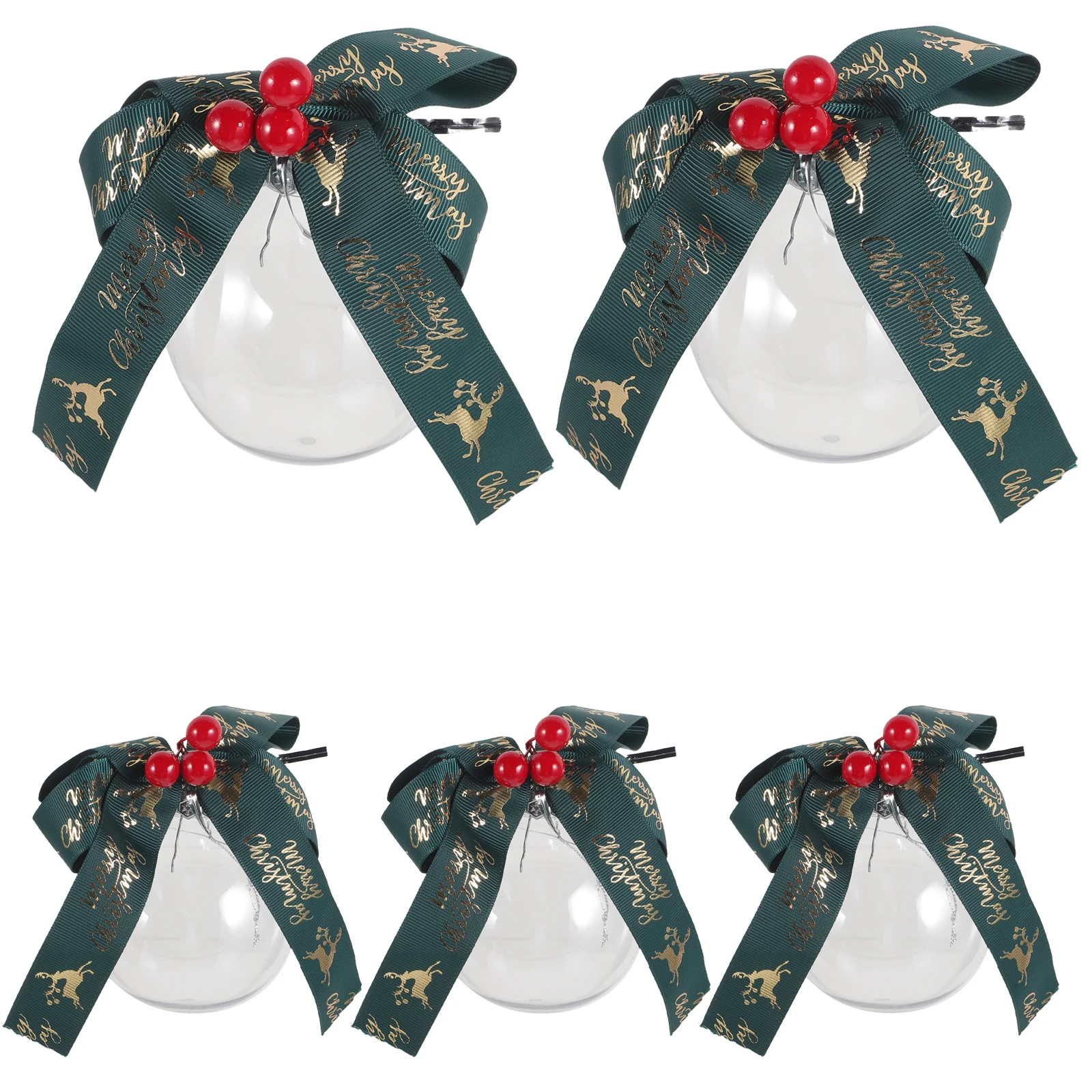 

5pcs Clear Plastic Hanging Balls Bowknot Christmas Tree Decorations Holiday Party Ornaments Wedding Festival Decorative