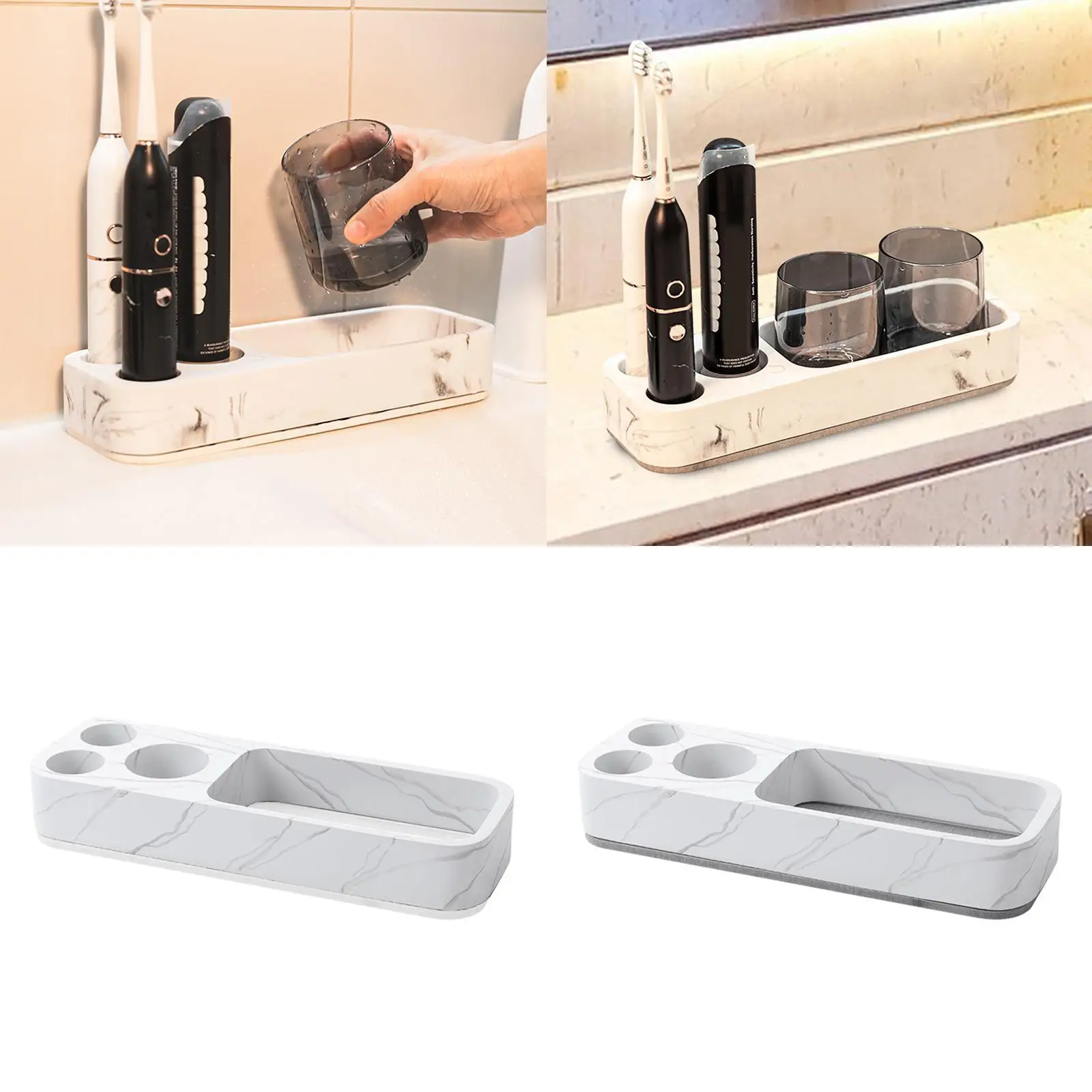 Toothbrush Holder for Bathroom Stable Countertop Organizer Electric Toothbrush Rack for Household Countertop Hotel Vanity