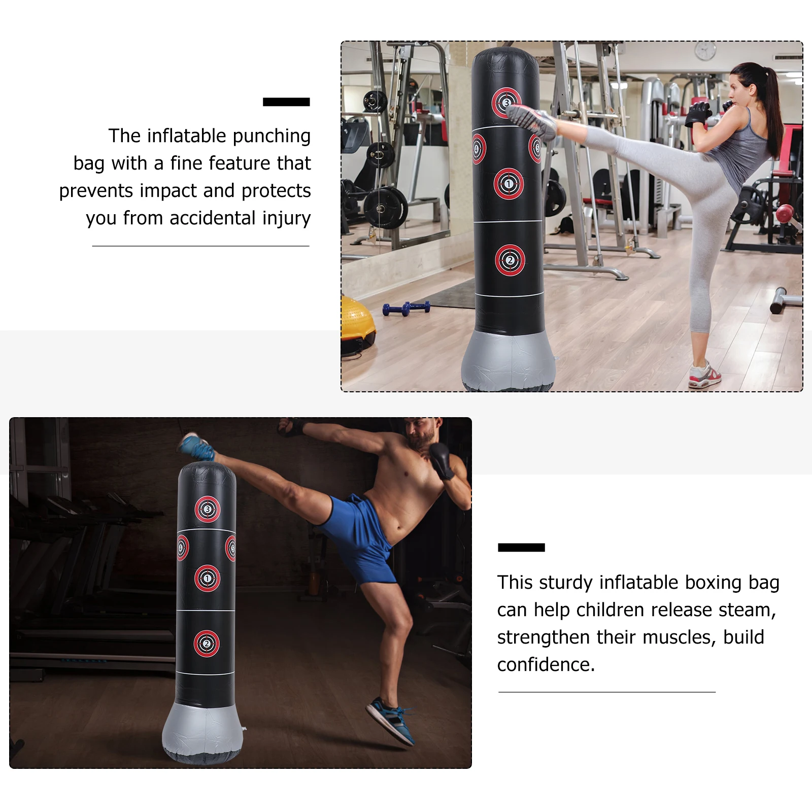 

Free-Standing For Fitness Sports Training Play Aid At Home Gym Office Stress Relief Rugged Pvc Impact Resistant
