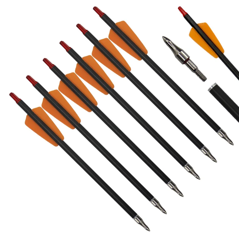 ID7.6mm Cross Bow And Arrows 7.5/15 Inch 100% Pure Carbon OD8.8mm For Archery Outdoor Hunting Arrow 6/12Pcs