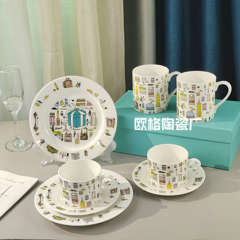 

Изысканная обеденная тарелка в западном стиле, нишевый стиль, свадебный подарок, кофейная чашка, кружка, элегантная домашняя посуда для пар