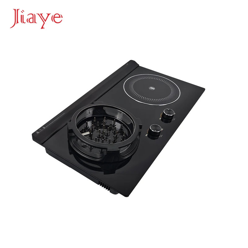 Dual Cooker Electric Flame Infrared Cooktop With Stainless Steel Surface Built-In/Table/Portable Installation For Outdoor Use