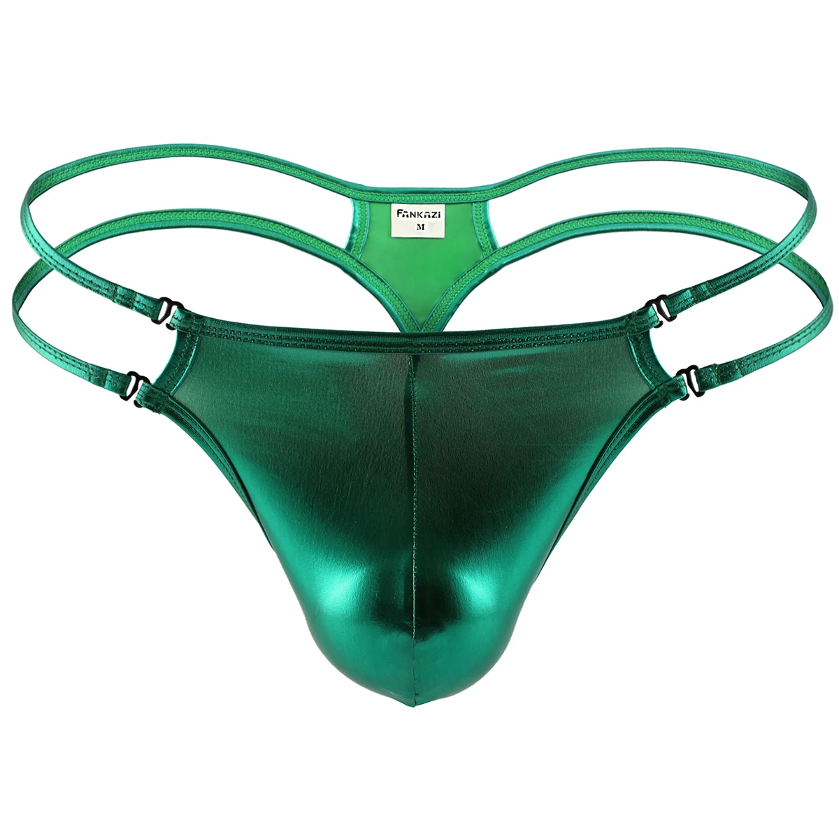 Men's Metallic Shiny Thongs Underwear Adjustable Straps Sexy Hollow Out G-String Multi-color