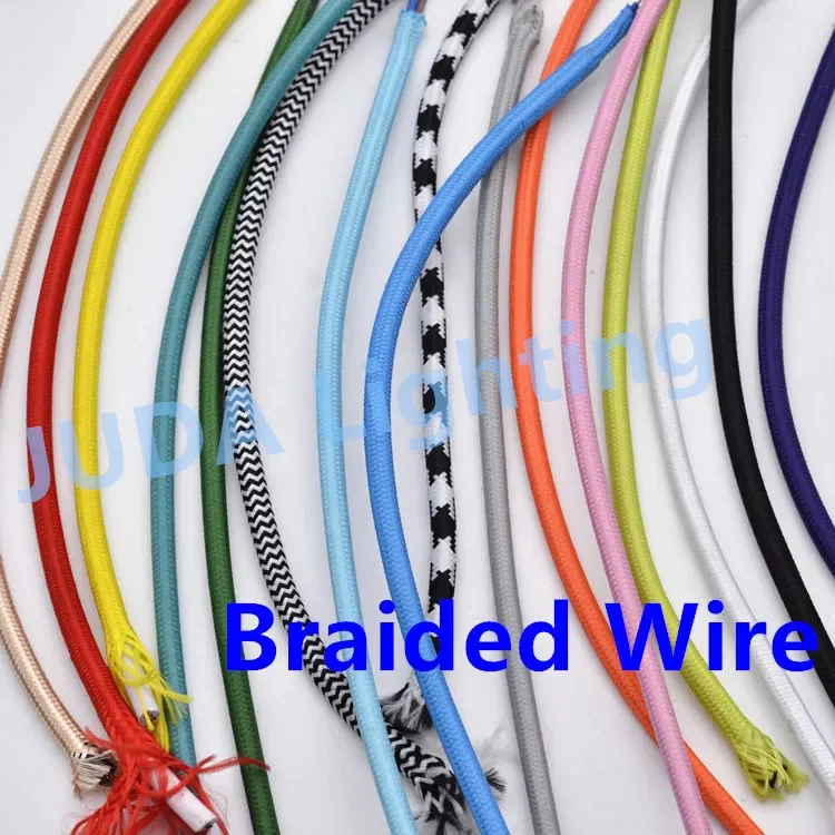 

Colorful braided wire cable Cable Assemblies Electrical Wires for ceiling rose canopy led pendant light chandeliers ceiling lamp