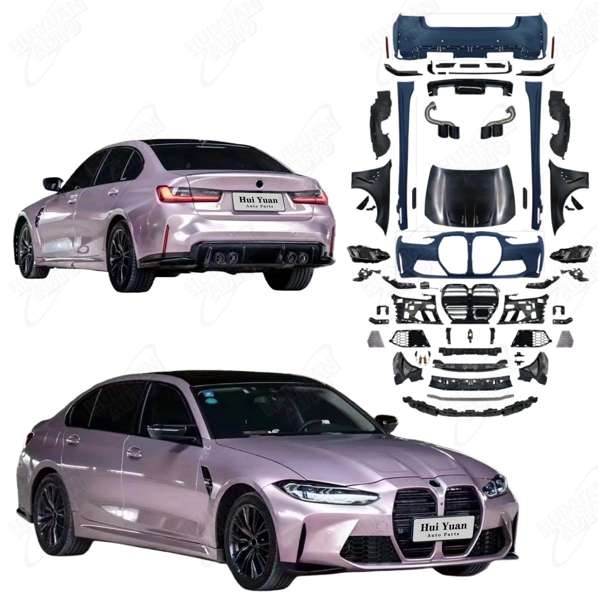 

New Arrival Auto Body Kit Car Bumpers with Grille Hood Fender Headlights for 3 Series G20 G28 2019-2025 to G80 M3 Style