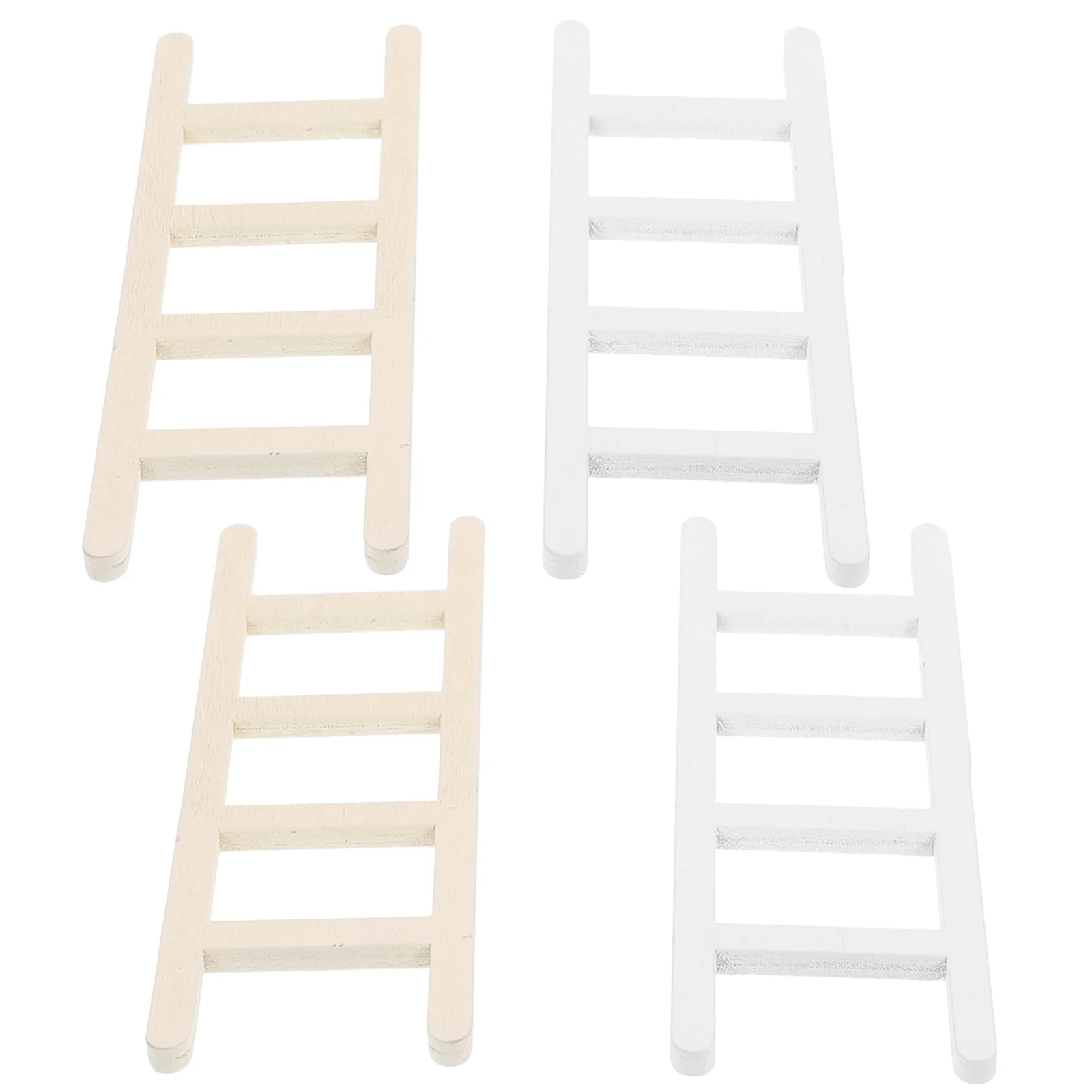 4Pcs Miniature Wooden Step Ladder Dolls House Ladder Ladders Landscape Accessories DIY Mini Ladders mini house ladder