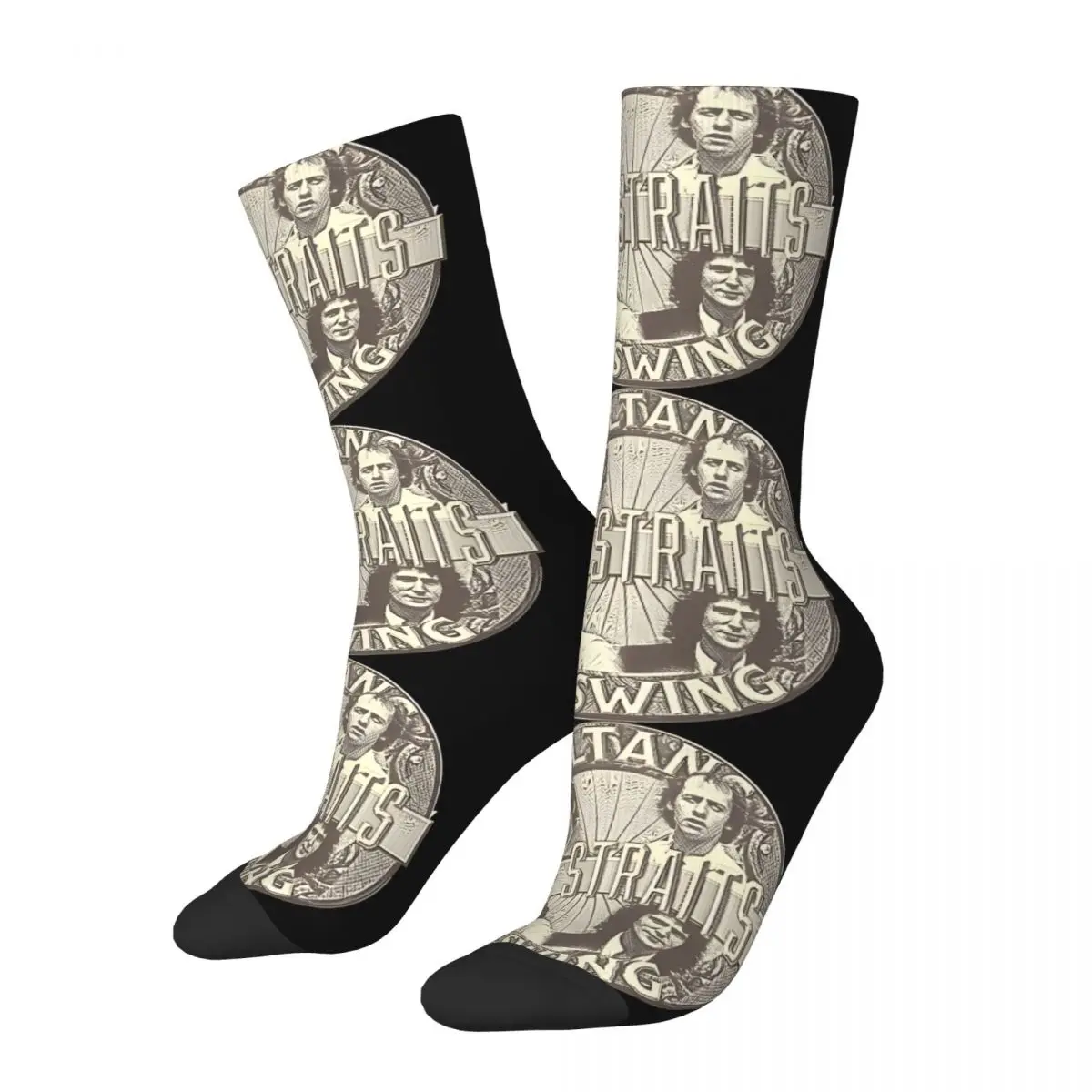 

ROCK Sock for Men Hip Hop Vintage Dire Straits Happy Quality Pattern Printed Boys Crew Sock Casual Gift