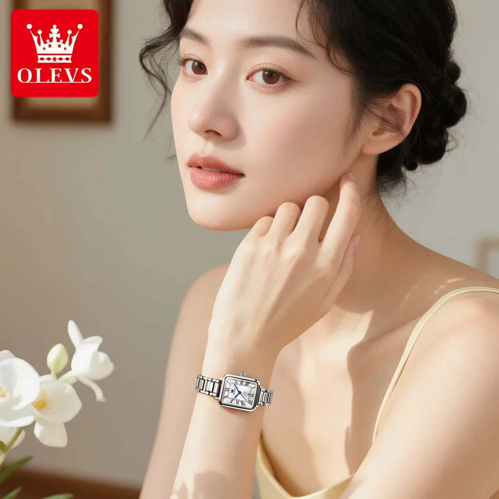 OLEVS 5641 Elegant Quartz Wristwatch for Ladies Roman Dial Stainless Steel Waterproof Calendar Fashion Women's Dress Watch