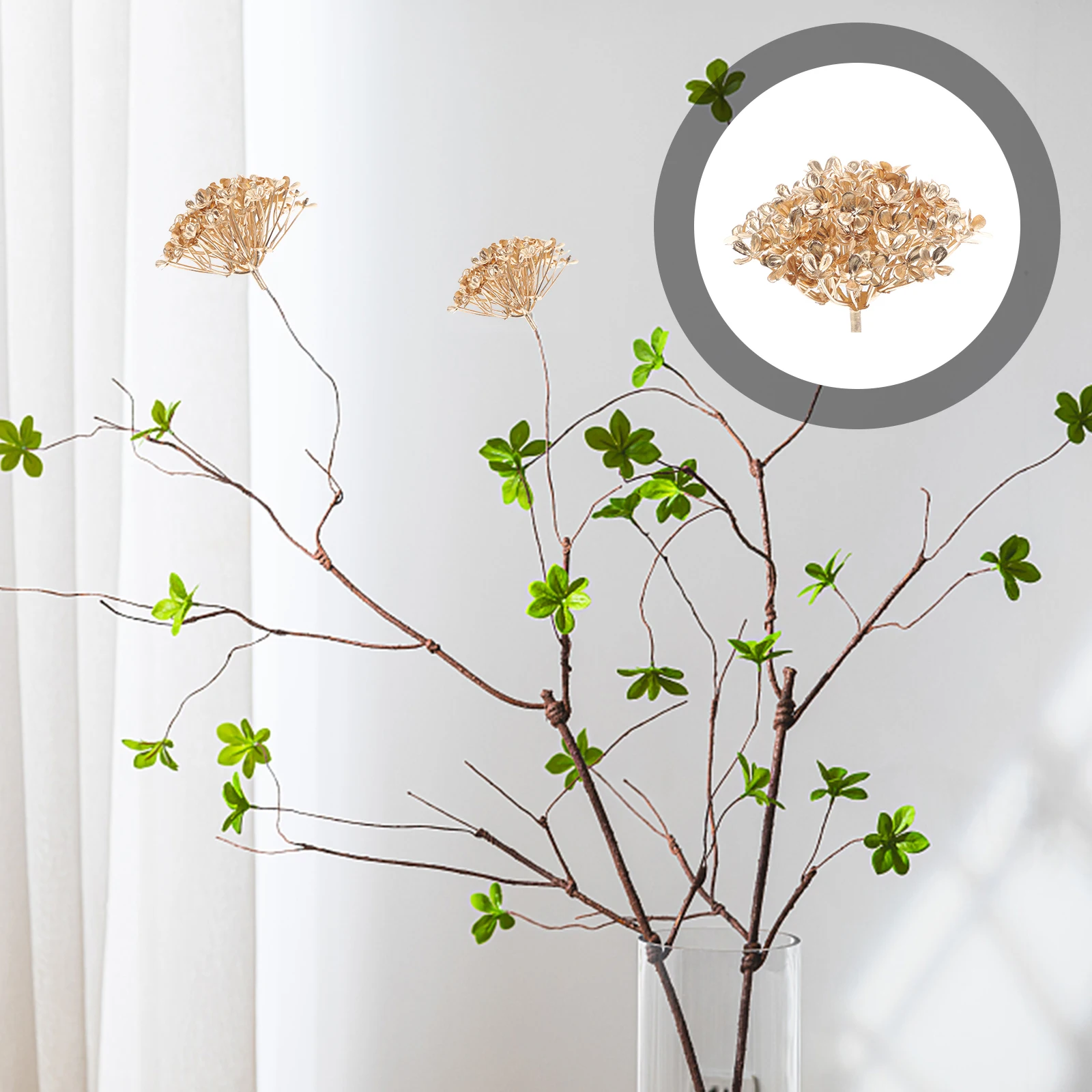 

10Pcs Hydrangea Flower Heads Simulated Golden Fake Flowers for Wedding Decoration Home Office Hotel Cafe Event Party Layout Prop