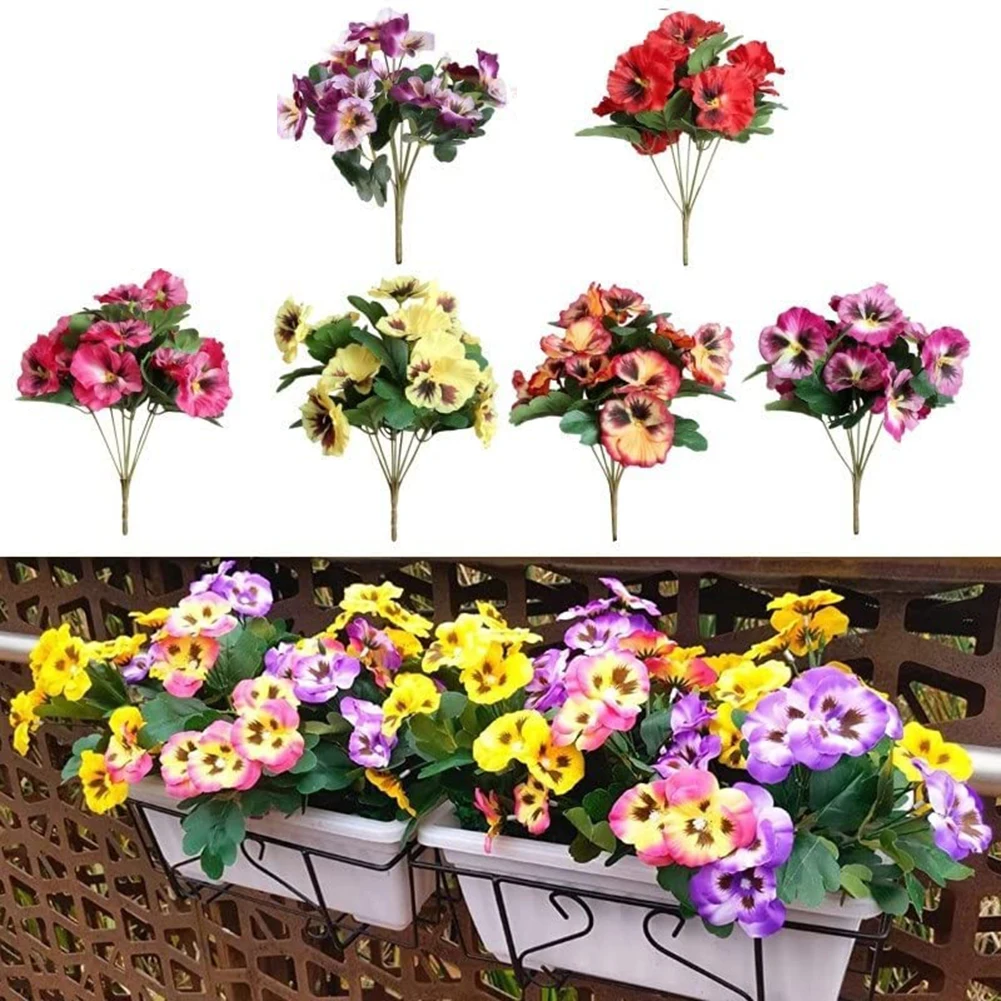 

Pansy Fake Flower 26cm Bouquet For Wedding Party Home Plant Bunch 10 Heads For Hanging Baskets Planters Pots And Beds