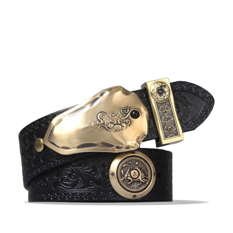 Đồng Thau Phiên Bản Chính Hãng Dây Da Nam Thắt Lưng Nam Nữ Da Bò Vintage Kỵ Binh Khóa Dây Classicbelt Store