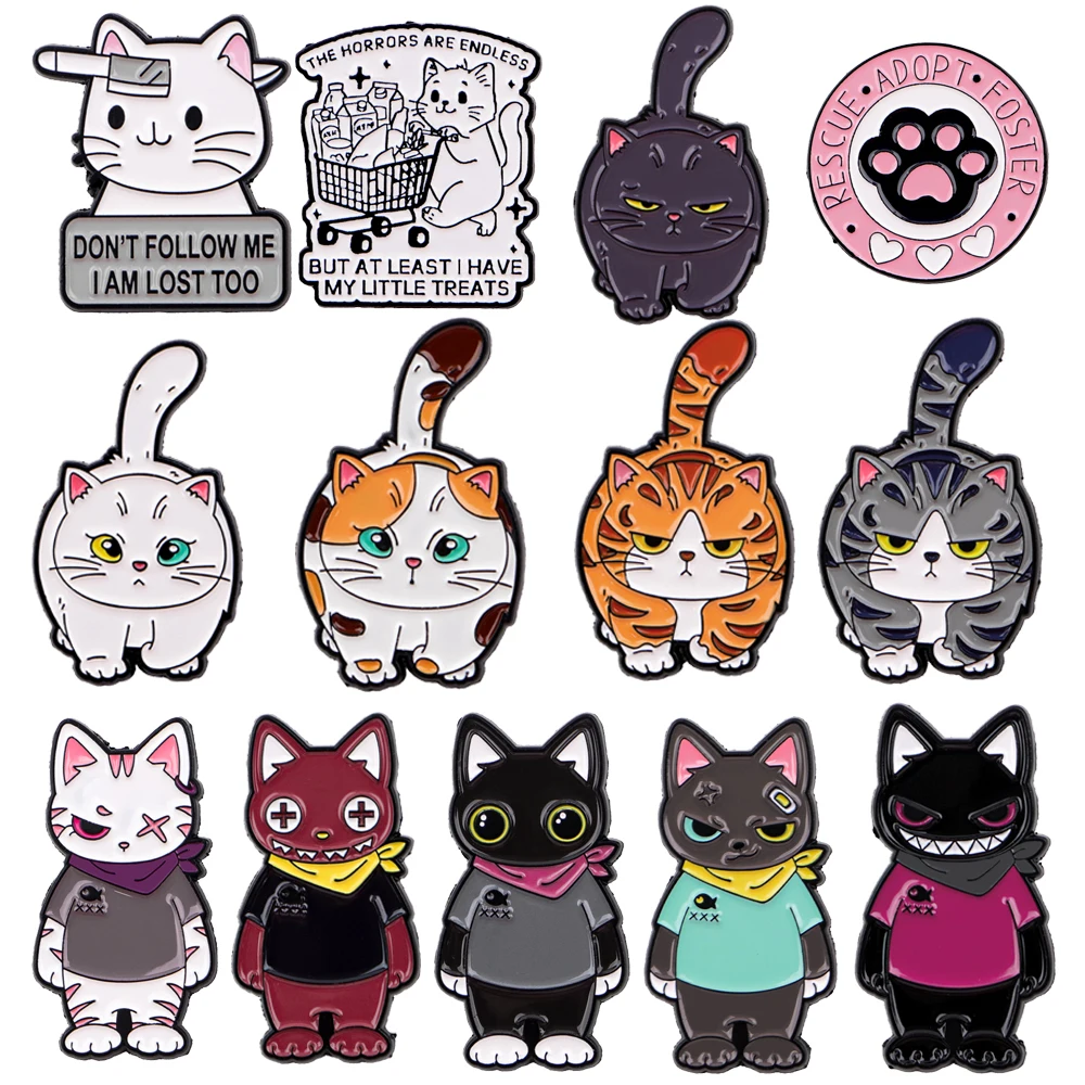 Niedliche Katzen-Emaille-Brosche, Cartoon-Tier-Design-Abzeichen, modisches Kleidungszubehör für Heimtierbegeisterte, perfektes Geschenk für Sie