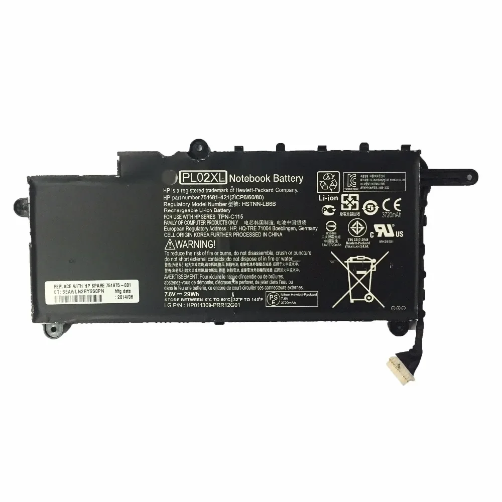 7.6V 29WH New Original PL02XL Laptop Battery for HP Pavilion 11-n x360 PL02XL 751681-421 HSTNN-LB6B TPN-C115