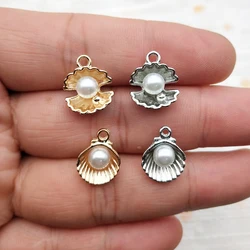10pcs Pearl Shell Charms for Jewelry Making Enamel Pendant Diy Accessories Alloy Metal