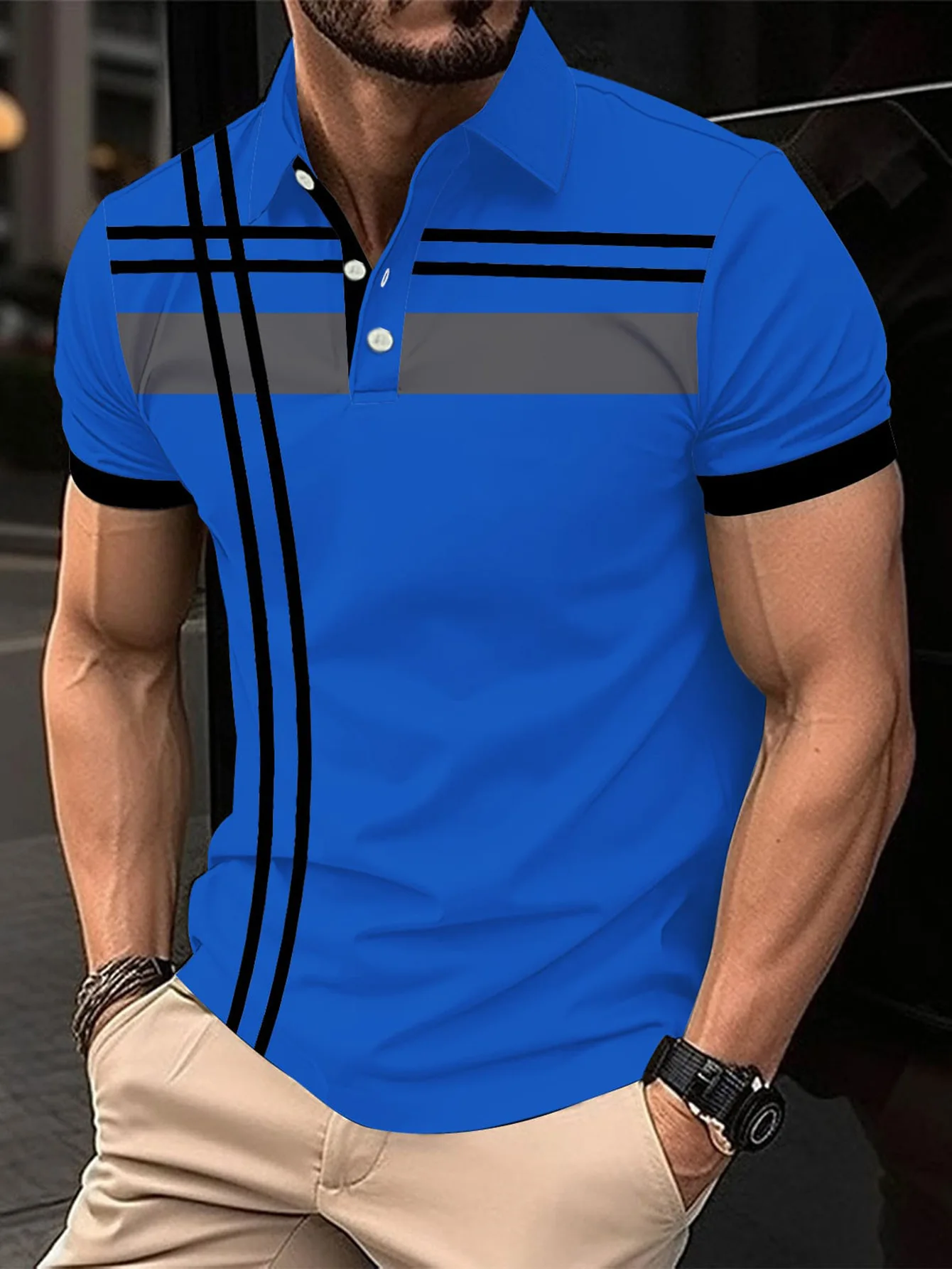 

6XL Plus Size Striped Fashion Men's Polos T-Shirts Summer Short Sleeve 3D Printing Street Simple Male POLO T Shirt Casual Tops