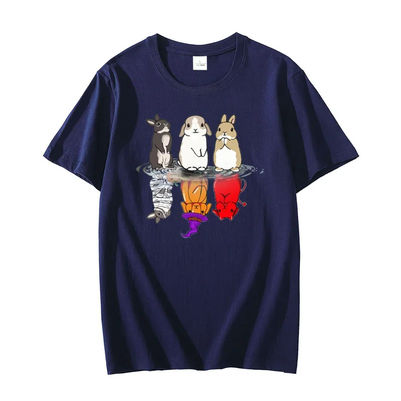 Bunny Halloween Youth T-Shirt Lovely Gifts Cute Rabbits Printed Costume Aesthetic Clothes Animal Lover Graphic Tee Y2k Tops