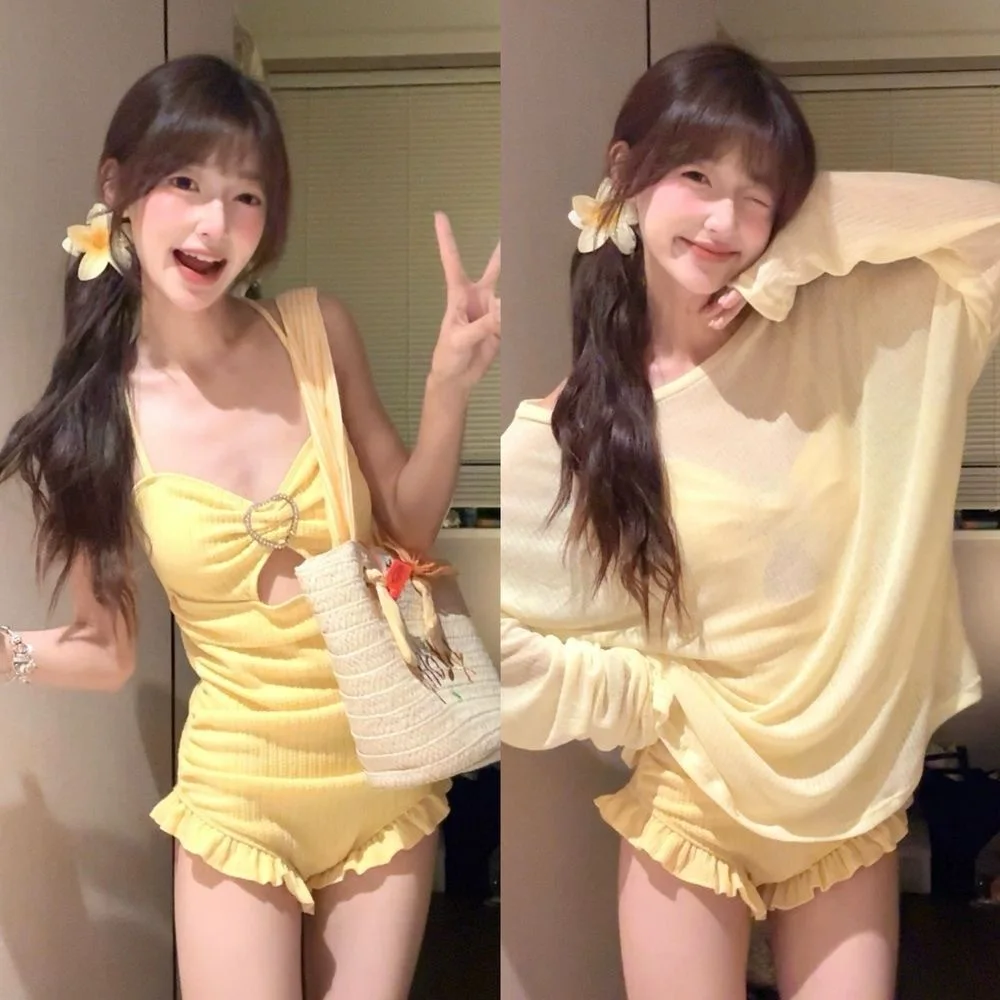 

Новый слитный купальник 2026 года для женщин: облегающий, скромный, подчеркивающий фигуру, с рюшами, открытой спиной, защитой от УФ-излучения, пляжная накидка