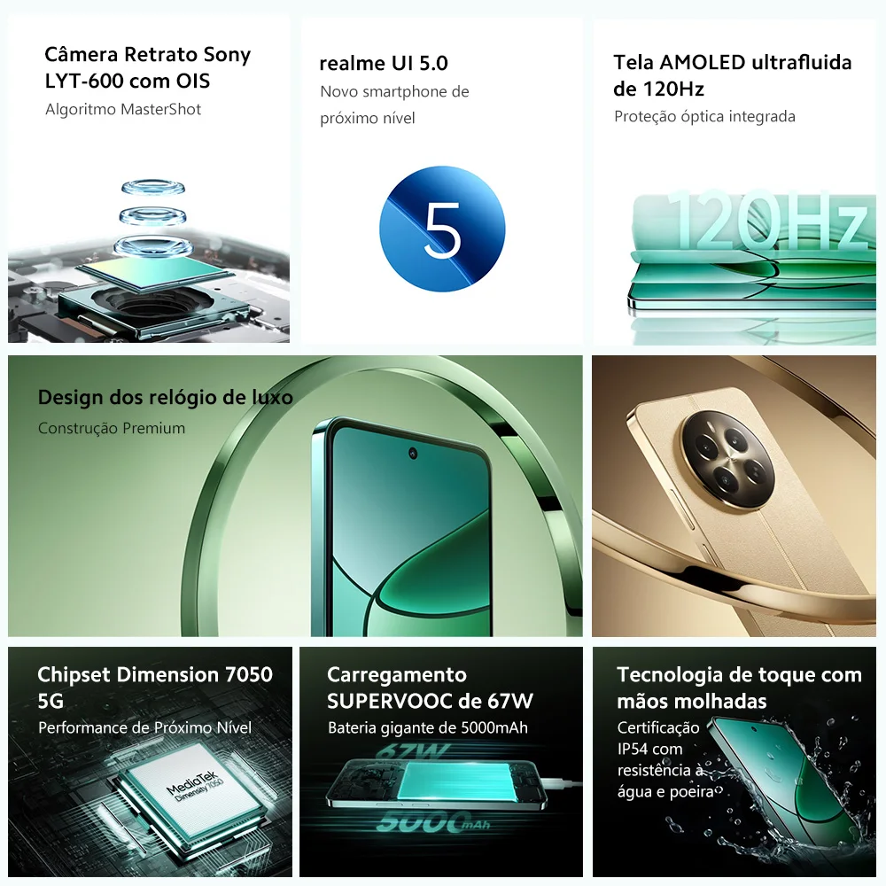 هاتف Realme 12+ Plus 5G الذكي NFC 12GB Ram 512GB Rom 120 هرتز