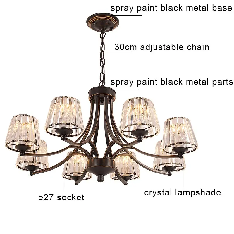 Modern Chandelier Crystal Ceiling Lights For Loft Living Room Bedroom Kitchen Pendant Lamps Indoor Home Decor Hanging Fixtures