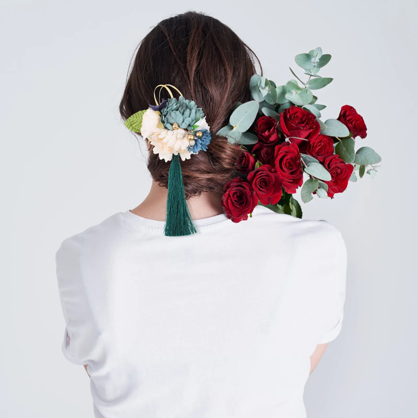 

Заколка для волос в японском стиле с цветами, искусственное украшение для волос для женщин, для свадьбы, вечеринки, косплея, реквизит для фотосессии, элегантный цветочный аксессуар