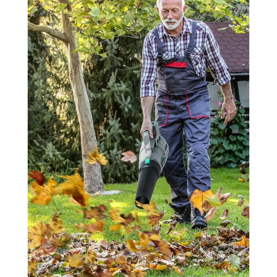 منفاخ أوراق شجر لاسلكي 20 فولت مع 350 درجة مئوية و85 ميلا في الساعة وسرعات متغيرة لبطارية إزالة الغبار والثلج بكفاءة مع