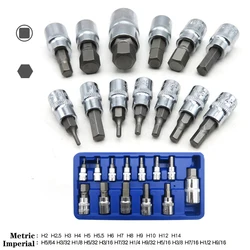 13PC Socket Key Set Pneumatic Tool Batch Sleeve Machine Motor Metric/Imperial Socket Wrench Female Torx Male With 1/4