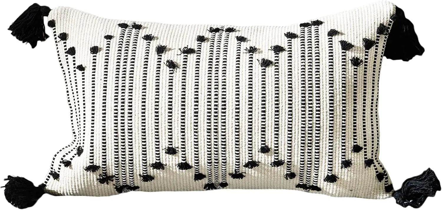 

Boho Lumbar Pillow Covers Decorative Woven Tassel Throw Pillows Rec Pillow Sham Bla And Pillowcase For Couch Sofa Bed Car 12X20