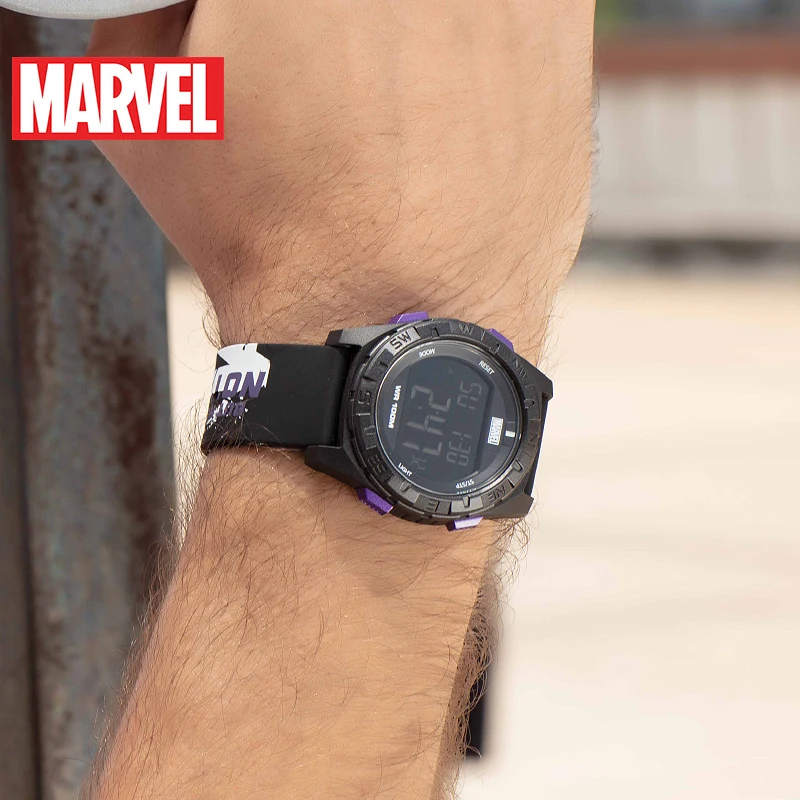 Marvel For Children Watch Avengers Sport Digital Wristwatch 100m Waterproof Boy Girl Unisex Student Multi Functions Alarm Clock