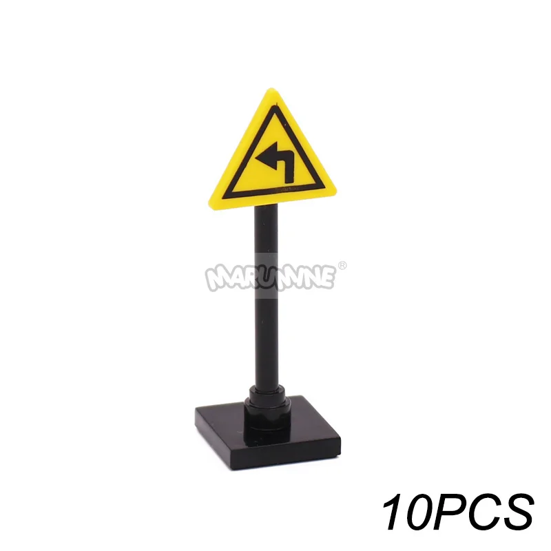 Marumine Verkeer Verkeersbord Licht Lamp Moc Blok Baksteen Onderdelen City Street View Building Bricks Blocks Accessoires Barrière Waarschuwing Maximum Snelheid