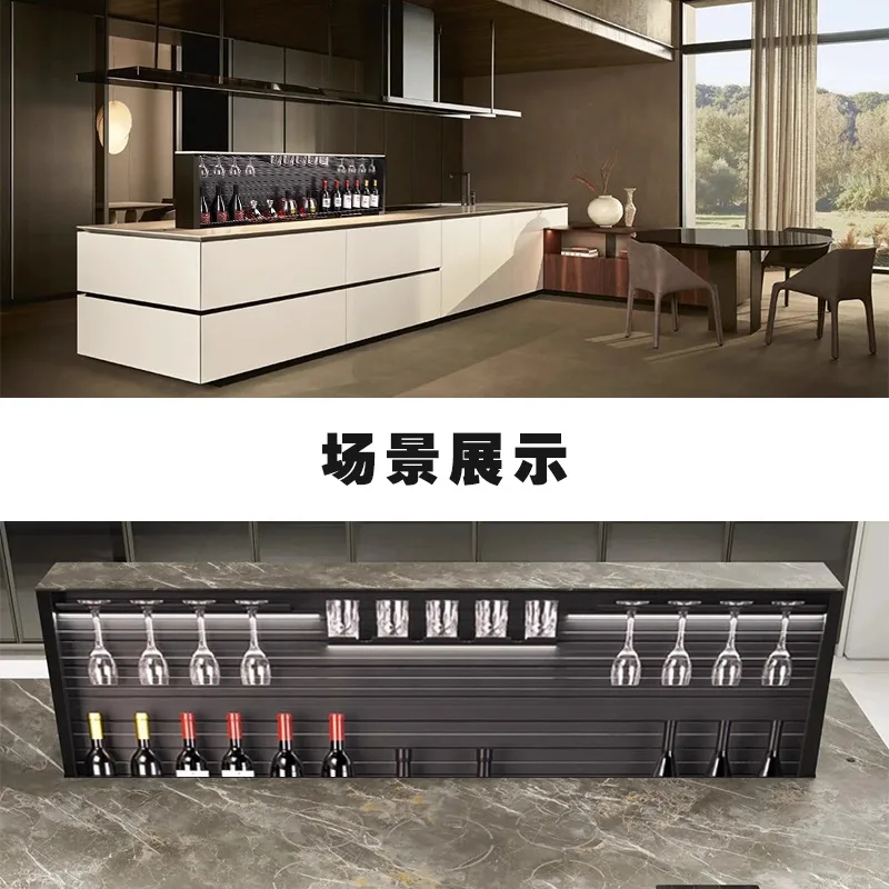 Shimadai intelligent electric lift basket kitchen cabinet countertop rise seasoning storage invisible storage wine cabinet