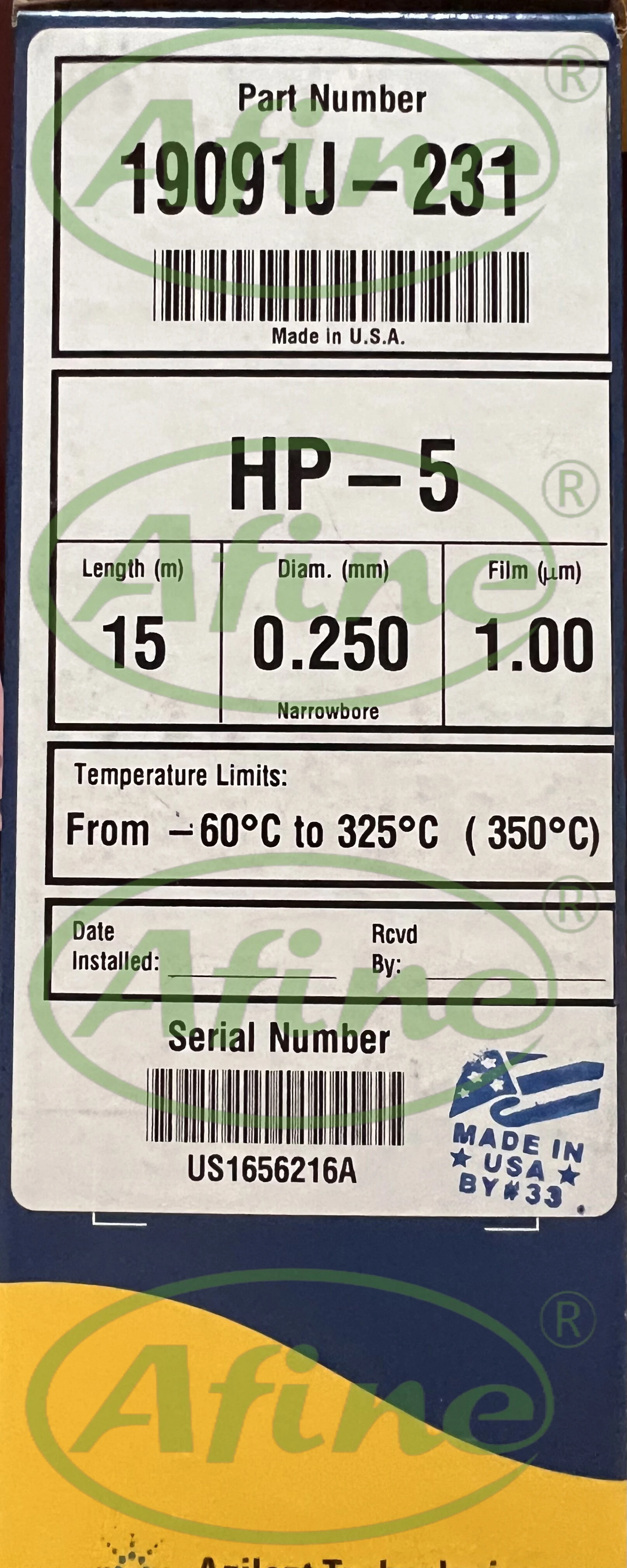 AFINE Agilent HP-5 19091J-231 JW HP-5 Gas Chromatography Column 15m 0.25mm 1.00µm 7inch Columns Holder