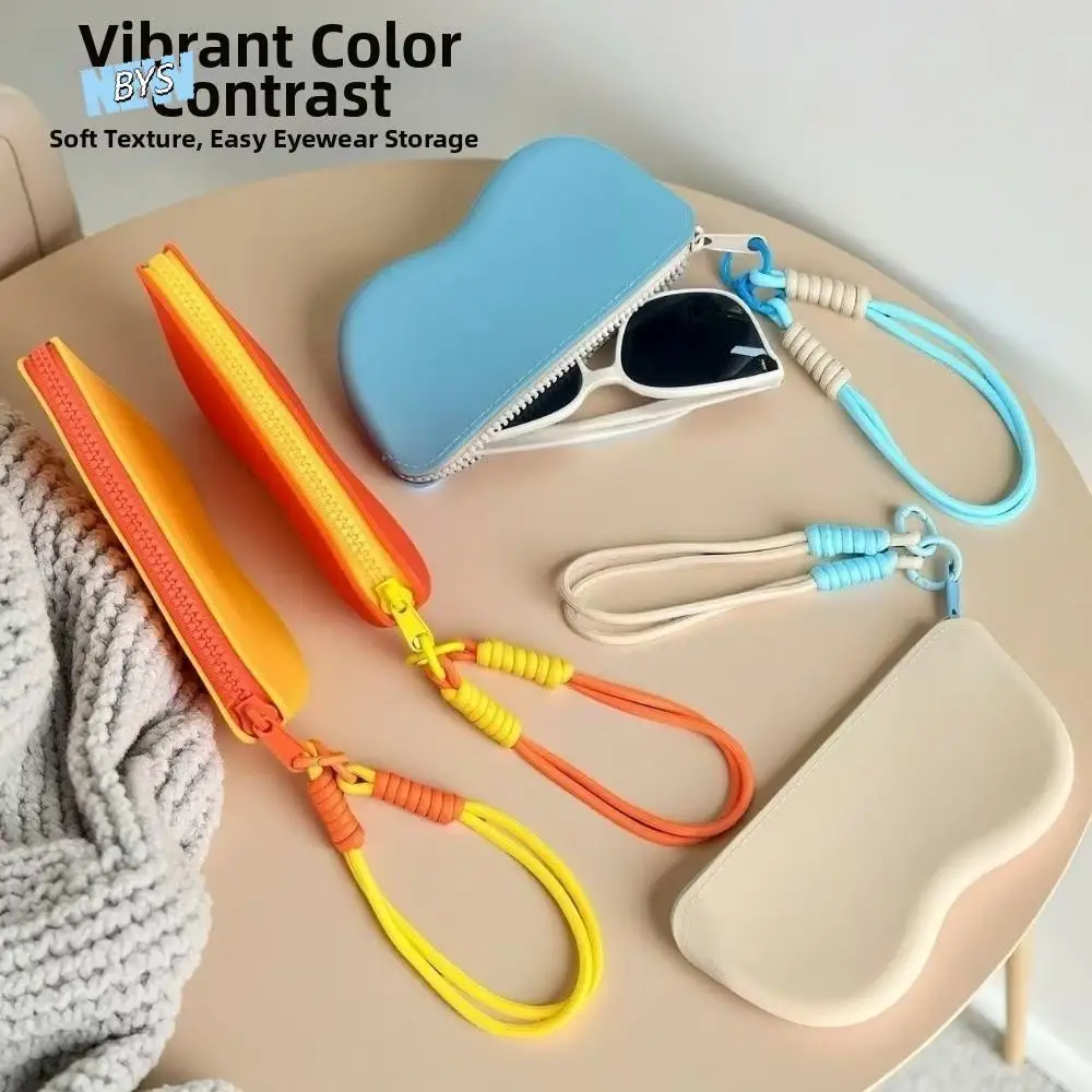 

Soft Silicone Silicone Glasses Bag Candy Color Lightweight Eyeglasses Case Zipper Closure Waterproof Sunglasses Storage Pouch