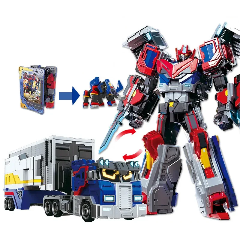 New Metal Cardbot Blue Cop Trinity Transforming Car to Robot Action Figures HEAVY IRON with Card Transformation Robot Model Toys