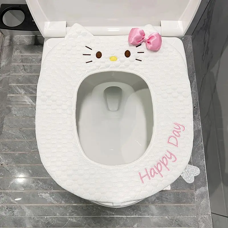 Sanrio Summer Cute Cartoon Iced Bean Toilet Mat All-Season Toilet Seat Cushion Hello Kitty Portable Toilet Cover Pad