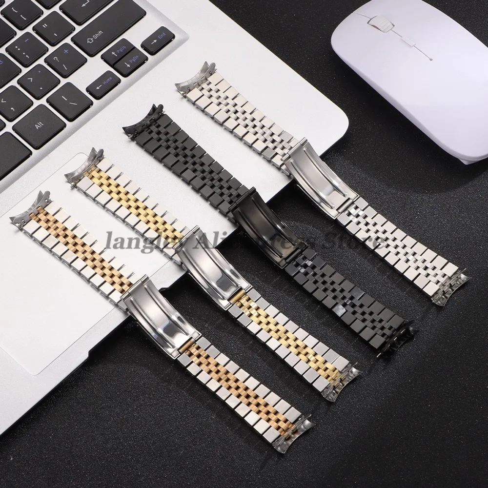 الفاخرة منحني نهاية حزام (استيك) ساعة ل رولكس DATEJUST ل اليوبيل سوار الفولاذ المقاوم للصدأ 18 مللي متر 19 مللي متر 20 مللي متر 21 مللي متر حزام معدني اكسسوارات