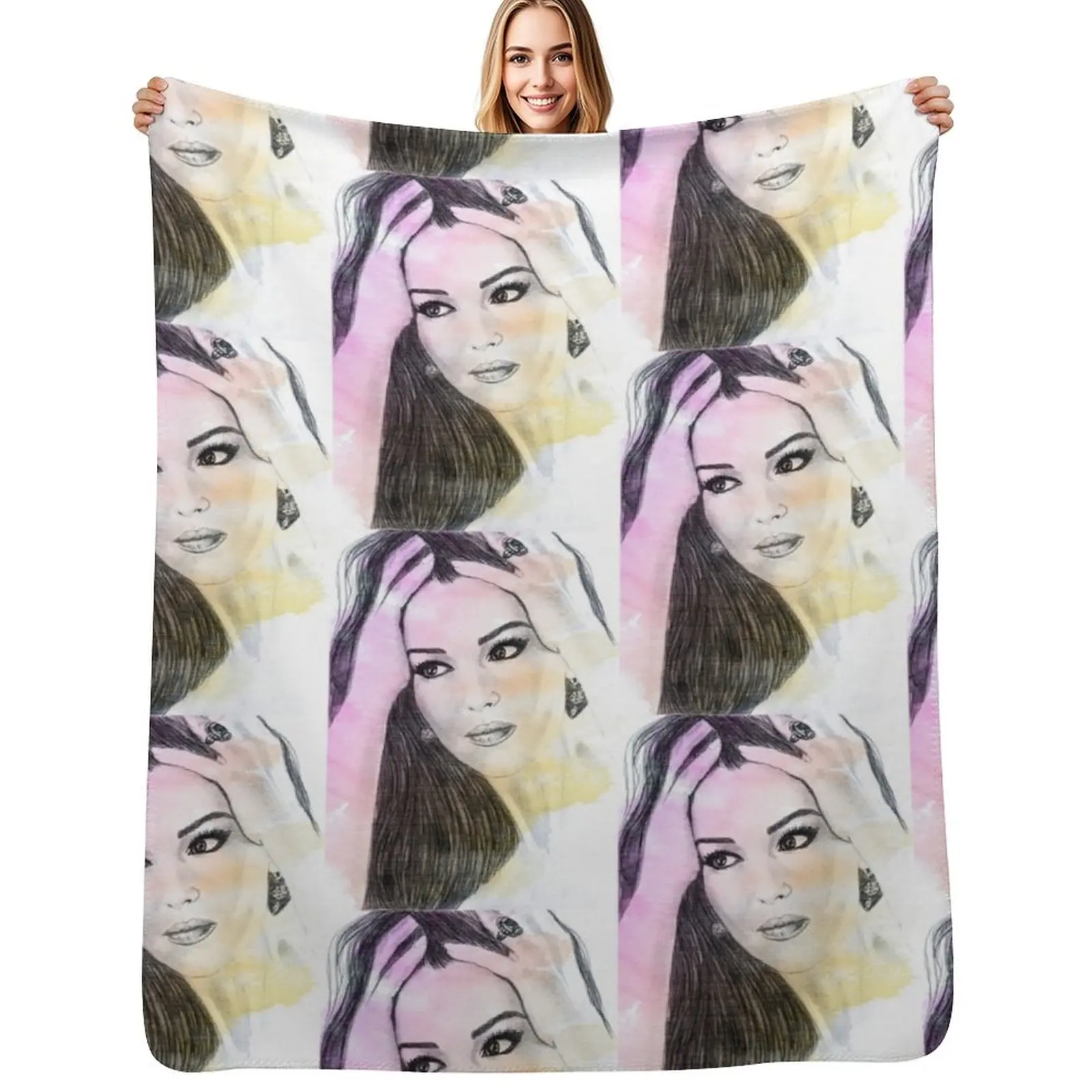 Monica Bellucci Throw Blanket Warm Plush Fuzzy Blanket for Living Room